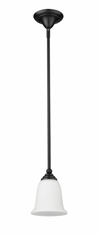 Z-Lite 703MP-MB Lagoon One Light Mini Pendant, Steel Frame, Matte Black Finish and Matte Opal Shade of Glass Material
