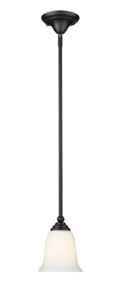 Z-Lite 703MP-MB Lagoon One Light Mini Pendant, Steel Frame, Matte Black Finish and Matte Opal Shade of Glass Material