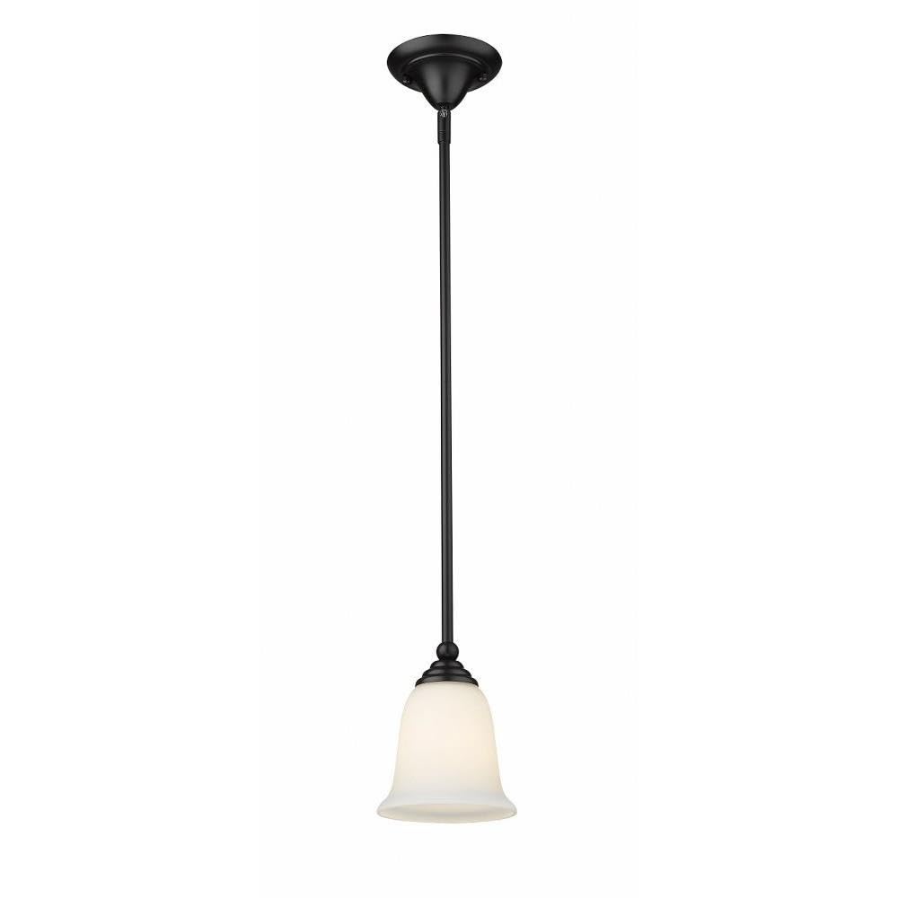 Z-Lite 703MP-MB Lagoon One Light Mini Pendant, Steel Frame, Matte Black Finish and Matte Opal Shade of Glass Material
