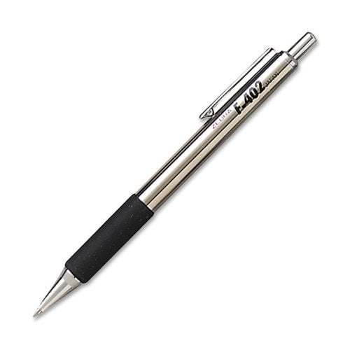 Wholesale CASE of 25 - Zebra F402 Retractable Ballpoint Pen-Ballpoint Pen,Retract.,0.7mm,1/PK,Black Ink,Stainless Steel