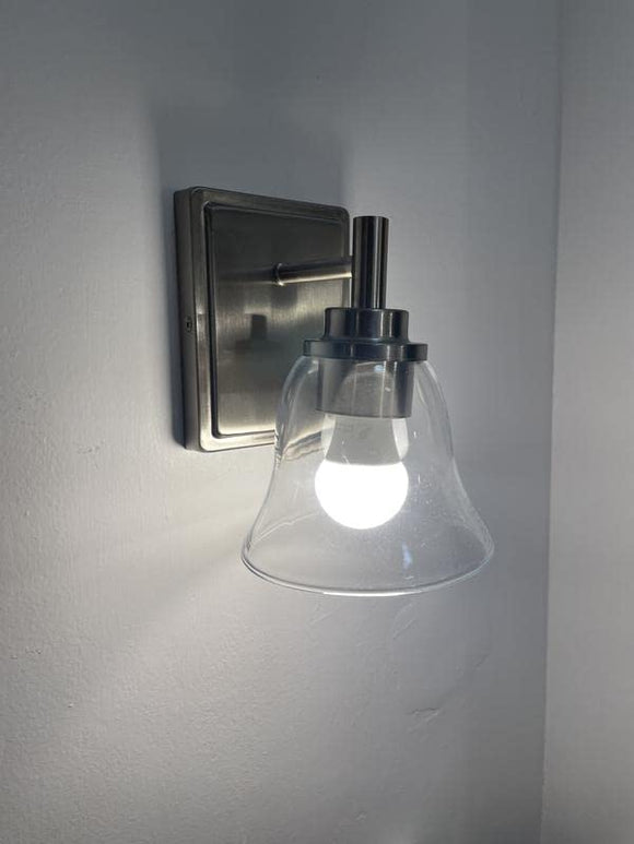 Wakfield 5.25 in. 1-Light Matte Black Modern Wall Mount Sconce Light with Clear Glass Shade