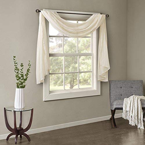 Madison Park Harper Sheer Curtain For Living Room - Lightweight Bedroom Window Treatment, Decoration Draping, Privacy and Light Filtering Room Décor , 42" x 216", Cream