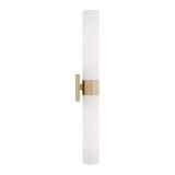Capital Lighting 646221SF Sutton Transitional Minimalistic Soft White Glass Wall Sconce Bath Vanity Bar, 2-Light 200 Total Watts, 29" H x 5" W, Soft Gold