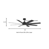 Home Decorators Collection Celene 62 in. LED Indoor/Outdoor Matte Black Ceiling Fan with Light and Remote Control with Color Changing Technology YG908A-MBK