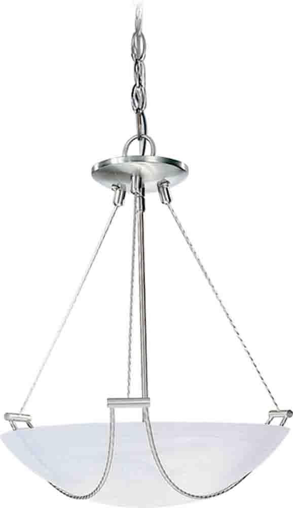 3 Light Bowl Pendant Finish: Brushed Nickel, Size: 21.5" H x 21.75" W x 21.75" D - Like New