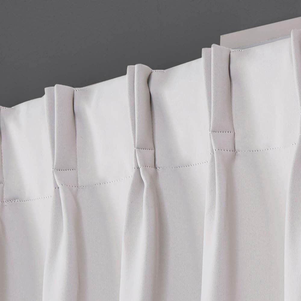 EXCLUSIVE HOME Sateen Twill Woven Room Darkening Blackout Pinch Pleat/Hidden Tab Top Curtain Panel Pair, 84" Length, Vanilla