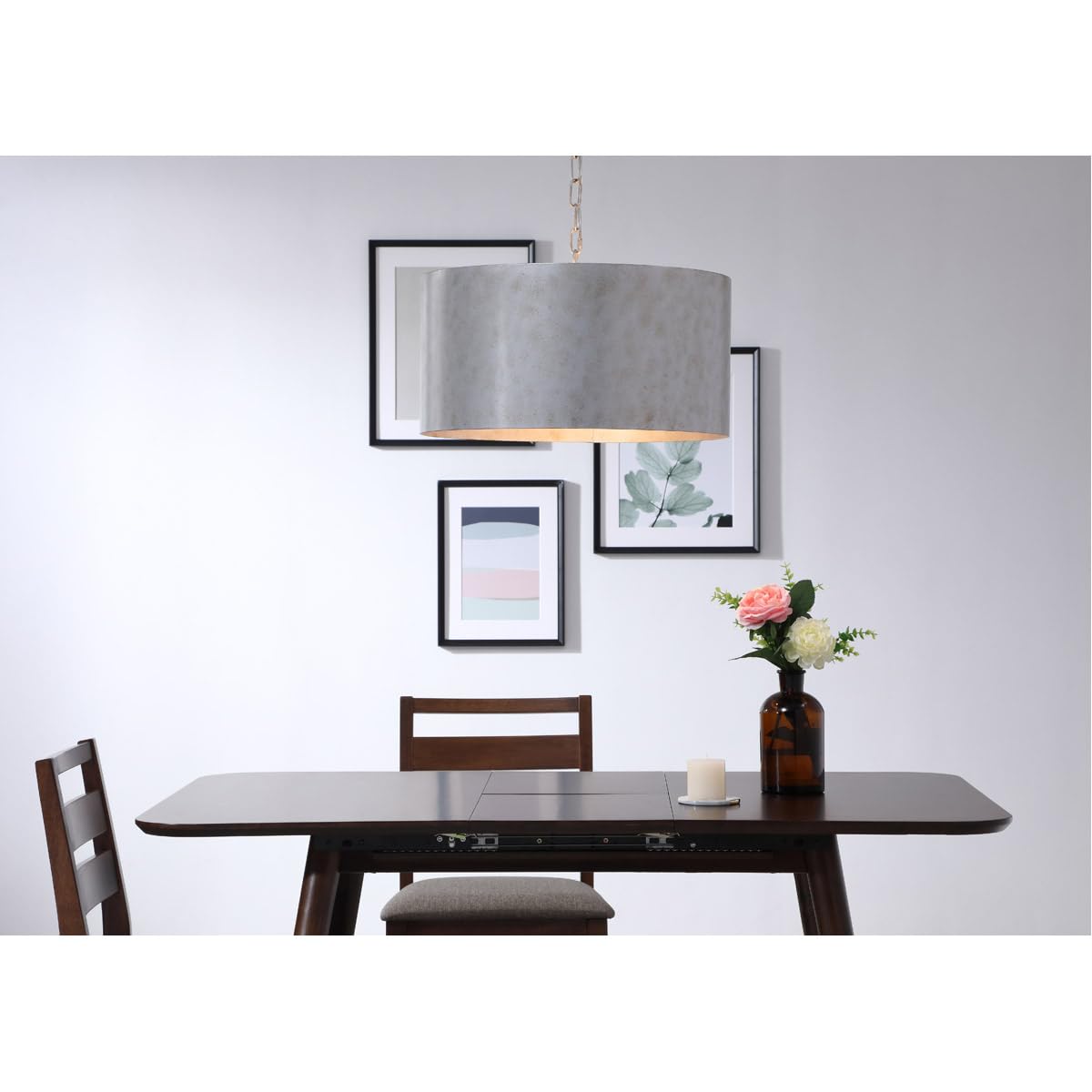 Living District Miro 3-Light Mid-Century Metal Pendant in Vintage Silver - Like New