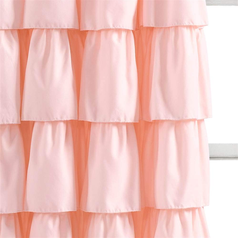 Lush Decor Blush Ruffle Window Curtain-Shabby Chic Farmhouse Style Panel for Living, Dining Room, Bedroom (Single), 84” x 50 L