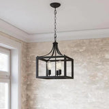 YBW Boswell Quarter Distressed Black Farmhouse Chandelier, 3-Light Pendant Chandelier/Fresh Three-Light Pendant/Vintage Bulbs to Enhance Features in Kitchen