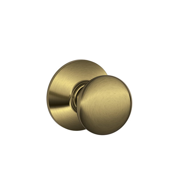 SCHLAGE F10 PLY 609 16-080 10-027 Plymouth Hall and Closet Knob, Antique Brass