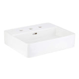 Signature Hardware 447958 Hibiscus 20" Fireclay Vessel Bathroom Sink with 3 Faucet Holes at 8" Centers