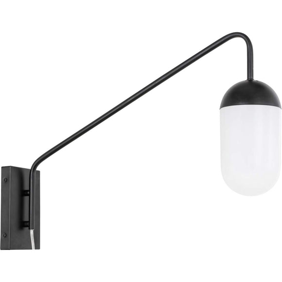 Living District Indoor Modern Home Decorative Bright Ceiling Kace 1 Light Black and Frosted White Glass Wall Sconce