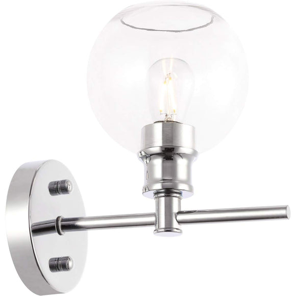 Living District Collier 1 Light Chrome and Clear Glass Wall Sconce