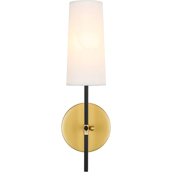 Living District Mel 1-Light Metal & Fabric Wall Sconce in Brass and Black