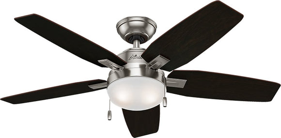 Hunter 59212 Antero LED Indoor Brushed Nickel Ceiling Fan with Light 46 in