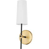 Living District Mel 1-Light Metal & Fabric Wall Sconce in Brass and Black