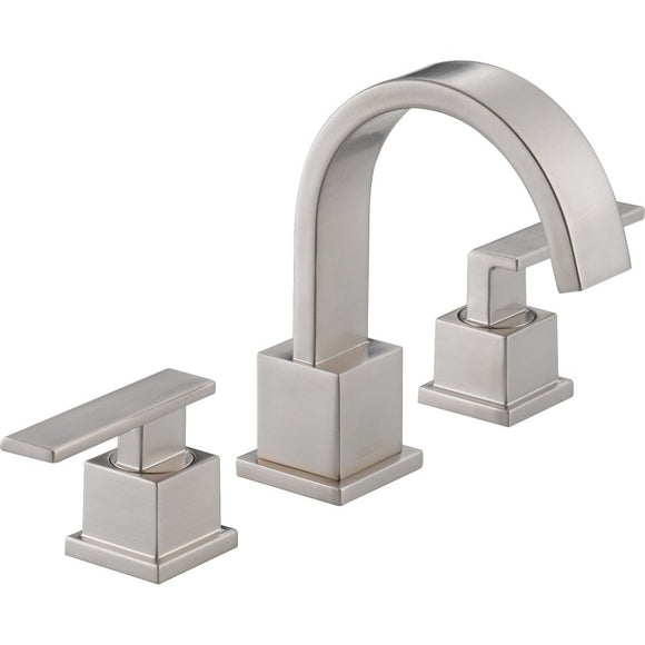 Delta Faucet Vero Widespread Bathroom Faucet 3 Hole, Brushed Nickel Bathroom Faucet, Bathroom Sink Faucet, Metal Drain Assembly, Stainless 3553LF-SS