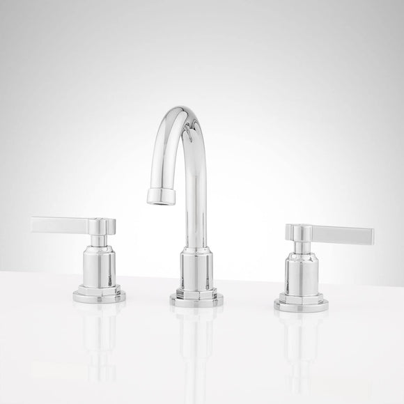 Signature Hardware 447889 Greyfield 1.2 GPM Widespread Bathroom Faucet with Metal Lever Handles and Pop-Up Drain Assembly