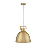 Nathan James Leigh Pendant Lighting, Hanging Ceiling Light with Oversized Metal Shade and Adjustable Cord, for Kitchen Island or Entryway, Antiqued Brass