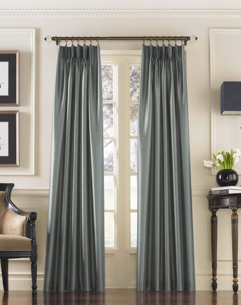 Curtainworks Marquee Faux Silk Pinch Pleat Curtain, 1 Panel, 30 by 84", Teal