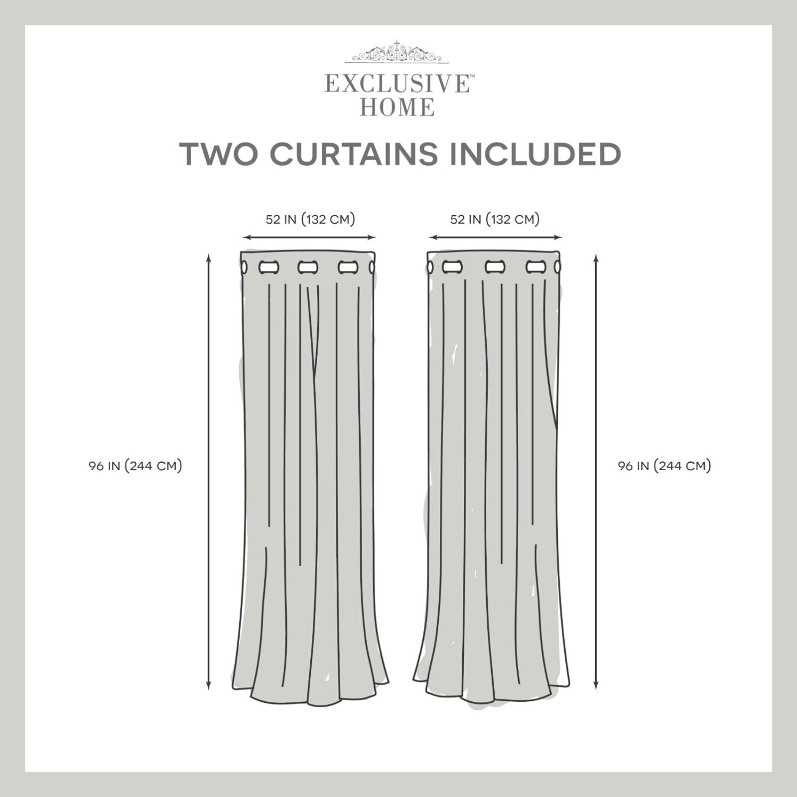 Exclusive Home Burke 100% Blackout Grommet Top Curtain Panel Pair, 52"x96", Silver, Set of 2