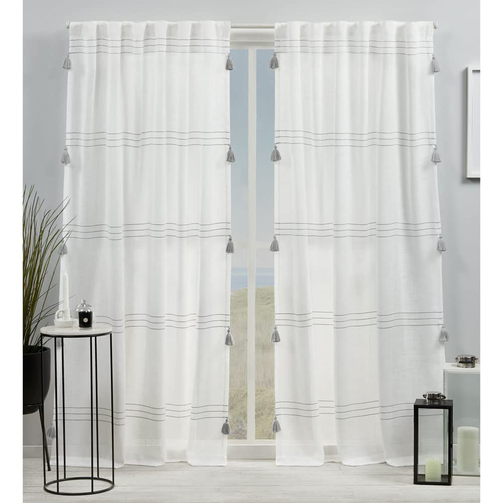 Exclusive Home Demi Light Filtering Hidden Tab Top Curtain Panel Pair, 54"x96", Blue, Set of 2