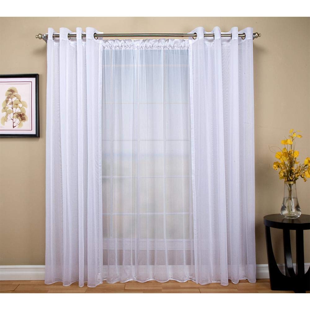 Tergaline Sheer White Double Wide Grommet Curtain Panel 108"Wx84"L