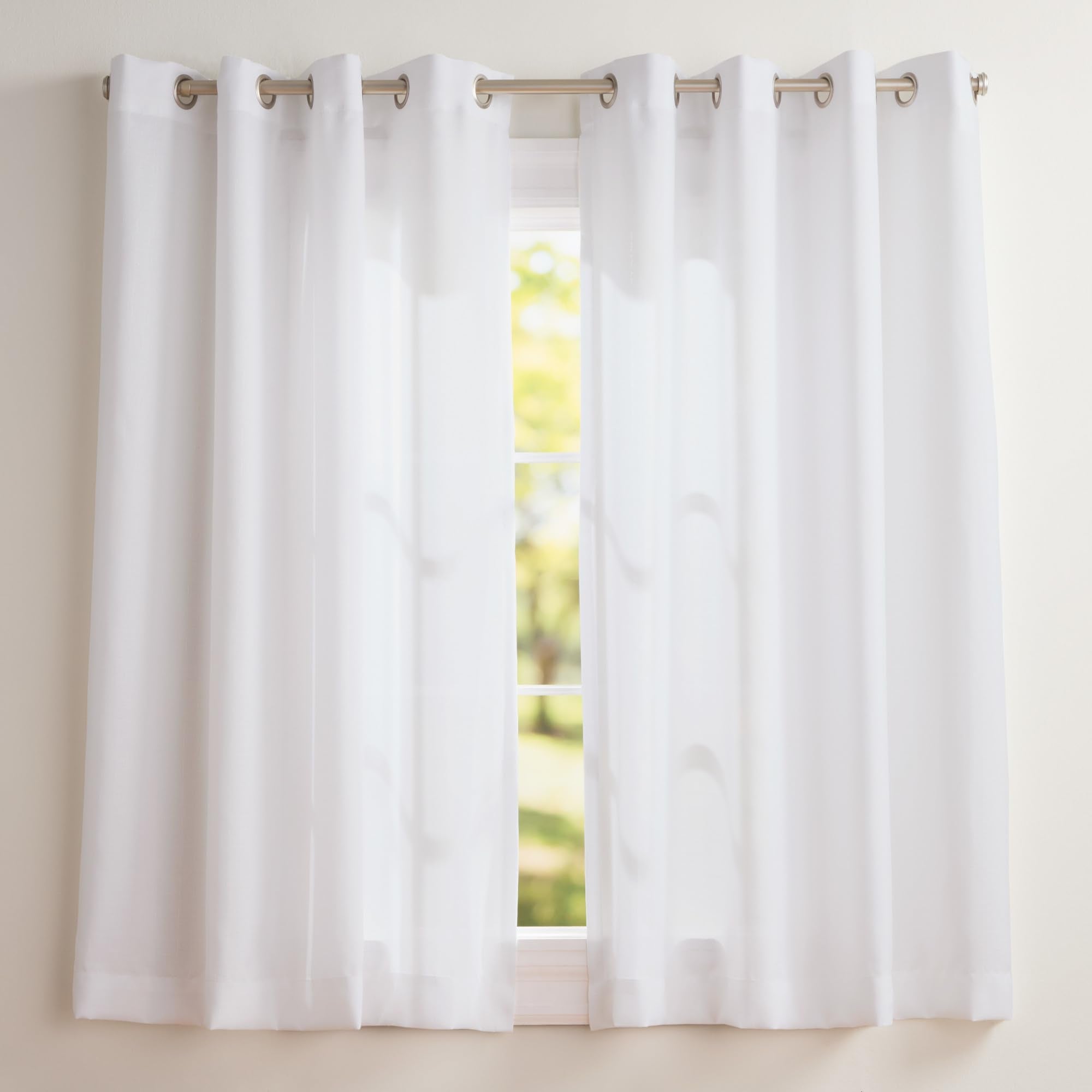 Exclusive Home Loha Linen Grommet Top Curtain Panel Pair, 54"x63", Winter White