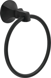DELTA FAUCET 76446-BL Ashlyn Wall Mount Round Closed Towel Ring Bath Hardware Accessory in Matte Black