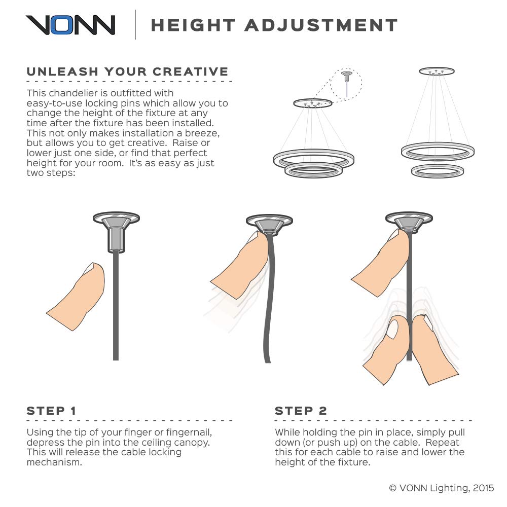 VONN VMC31730BL Tania Duo 24", Adjustable Suspension Fixture, Modern Two-Tier Circular Chandelier Lighting in Black Integrated LED, 23.75" L x 23.75" W x 120" (8.25") H - Like New