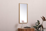 Elegant Decor Monet Home Office Decorative Rectangle Framed Wall Mirror, 28" L x 14" H - Brass