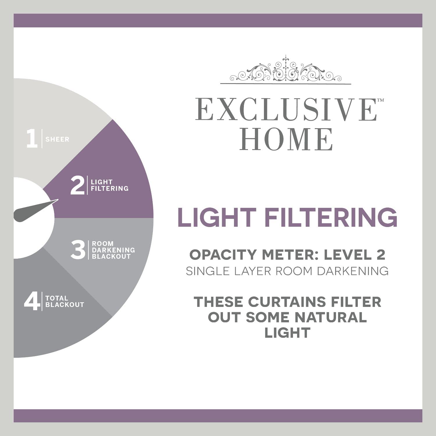 Exclusive Home Silhouette Floral Light Filtering Grommet Top Curtain Panel Pair, 54"x96", Light Grey, Set of 2
