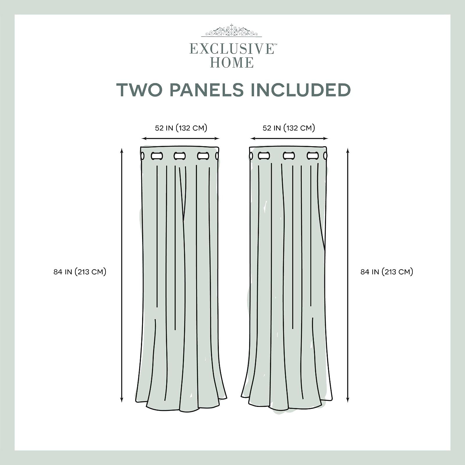 EXCLUSIVE HOME Sateen Kids Twill Woven Room Darkening Blackout Grommet Top Curtain Panel Pair, 52"x84", Winter White