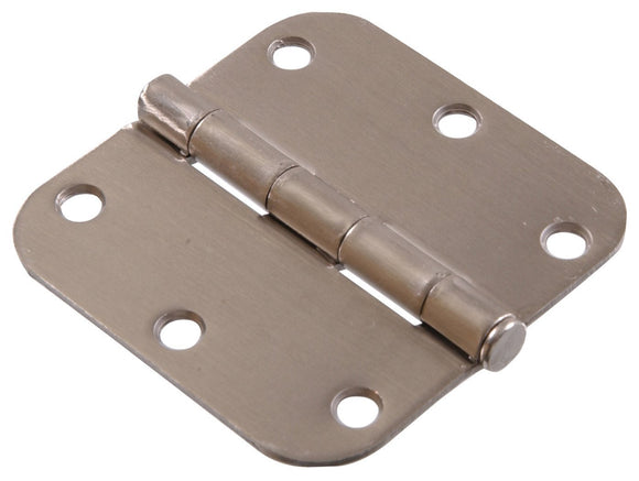 3-1/2 in. Satin Nickel Residential Door Hinge with 5/8 in. Round Corner Removable Pin Full Mortise (5-Pack)