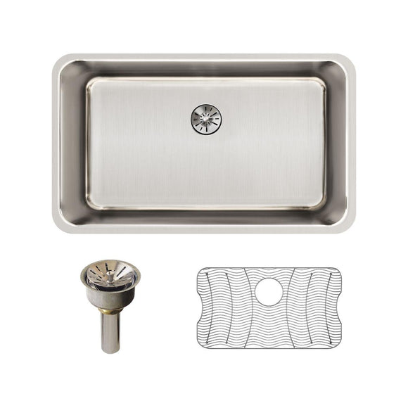 Elkay ELUH281610PDBG Lustertone Classic Single Bowl Undermount Stainless Steel Sink Kit with Perfect Drain