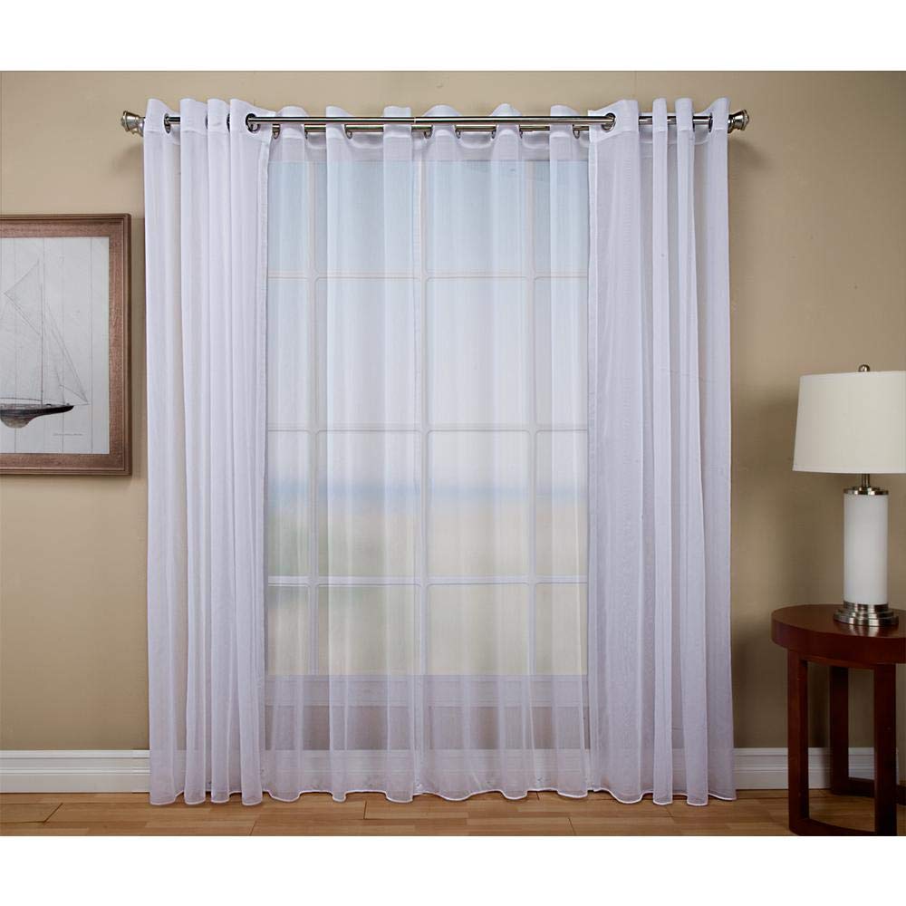 Tergaline Sheer White Double Wide Grommet Curtain Panel 108"Wx84"L