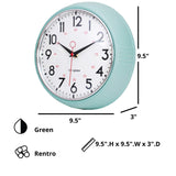 Kiera Grace Wall Clock, 9.5 Inch, Retro White ClassicWall Clocks Battery Operated, Vintage Silent Non Ticking Home Decor for Living Room, Kitchen, Bathroom