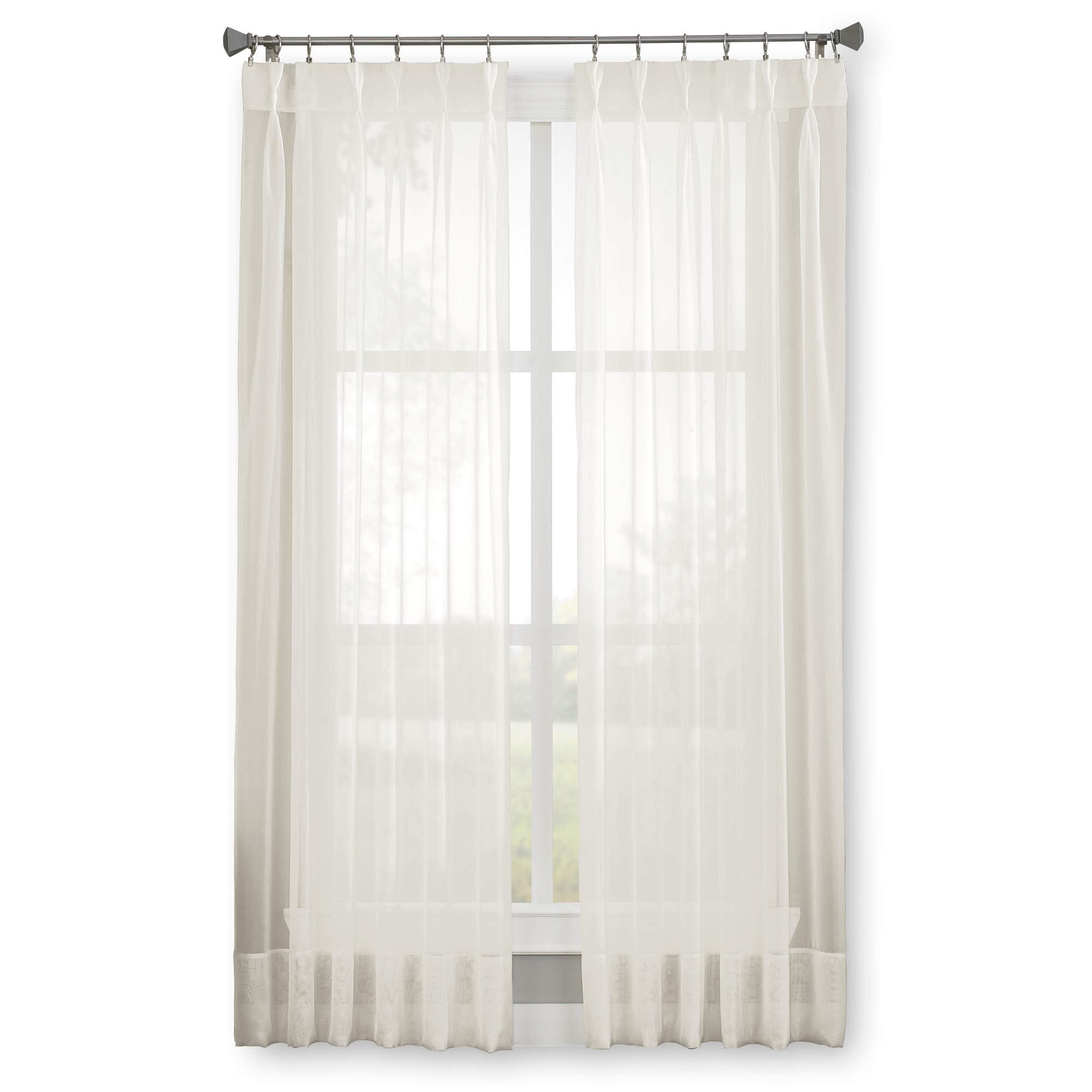 Curtainworks Soho Voile Sheer Pinch Pleat Curtain Panel, 29 by 95", Oyster