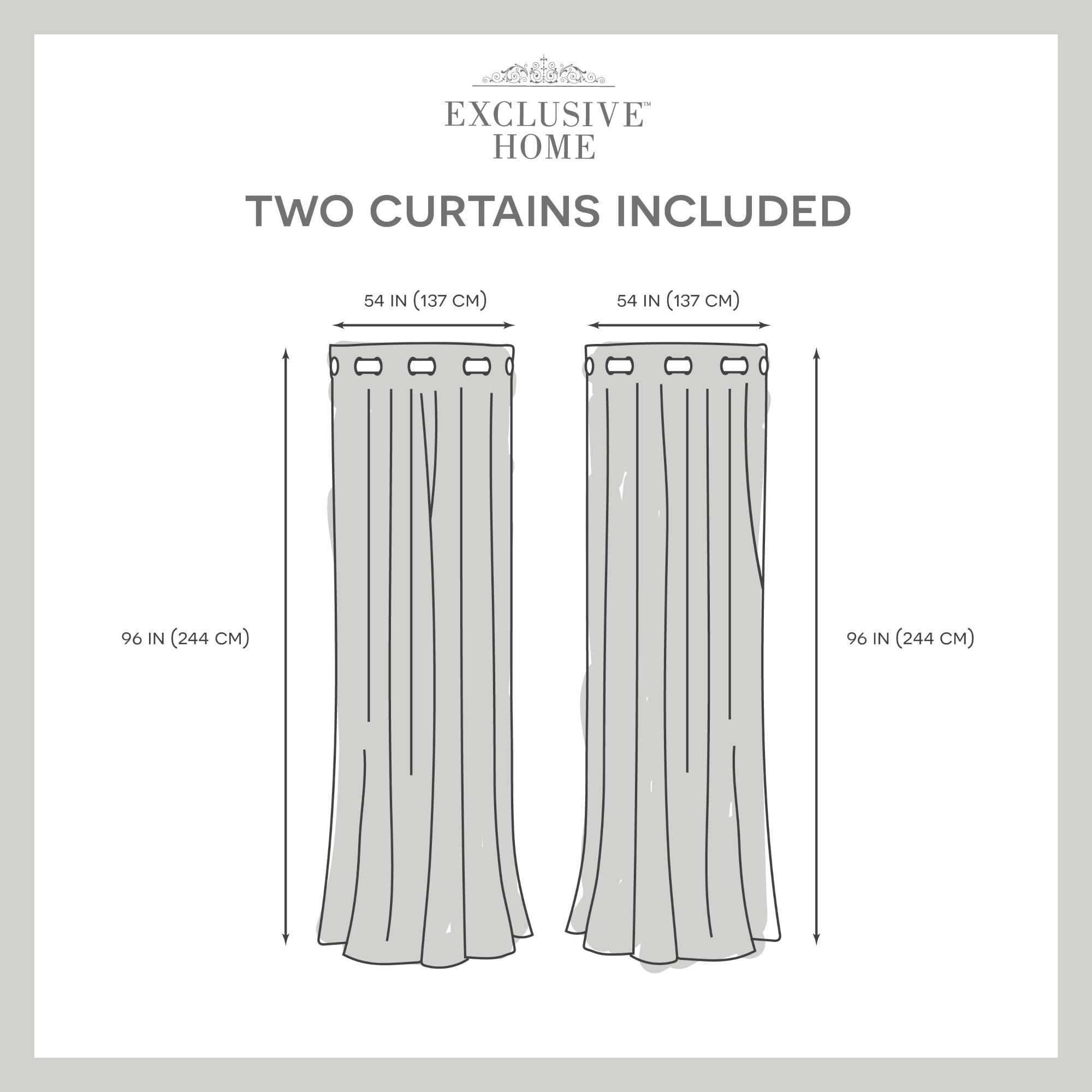 Exclusive Home Loha Linen Grommet Top Curtain Panel Pair, 54"x96", Ivory