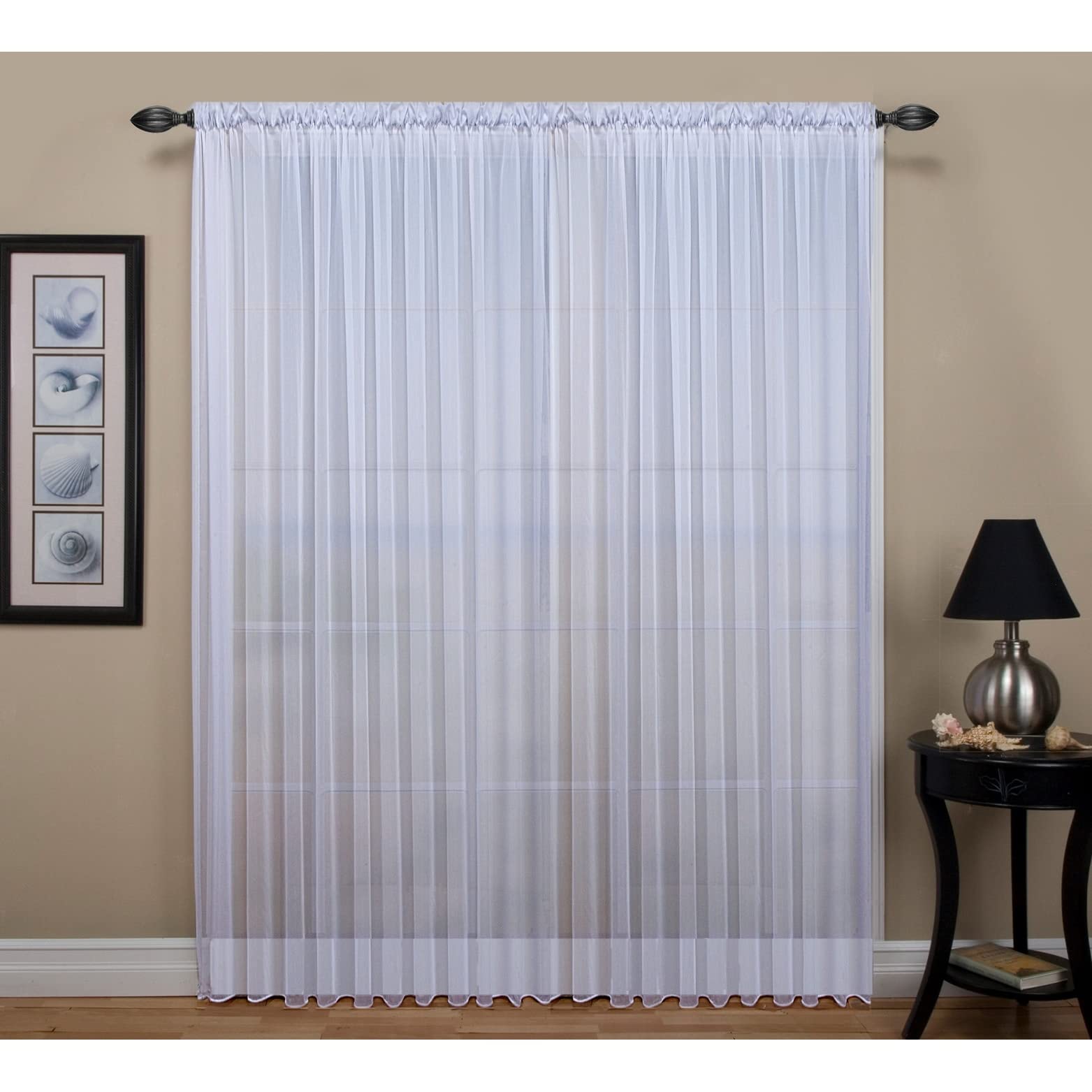 Ricardo Tergaline Semi-Sheer, Unique Two-Way Rod Pocket Top, 108-IN Extra Wide Panel with Custom Weighted Corded Bottom Hem White 108 x 96 96 Inches