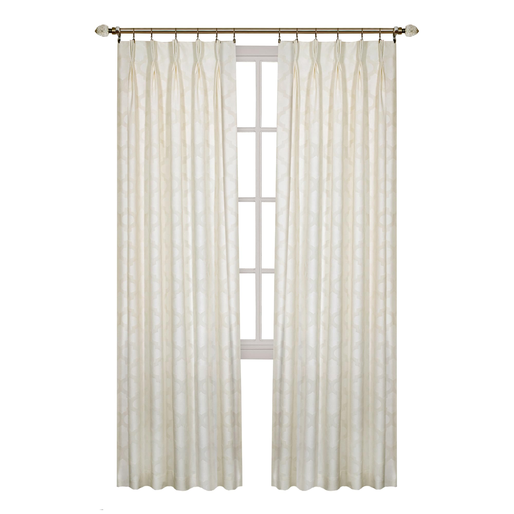 ACHIM Windsor Room Darkening Pinch Pleat Panel Window Curtains - 34 x 84 Inch (Ivory) - Polyester Soft Window Panel Blackout Drapes - Pleated Window Shades for Bedroom & Living Room Home Decor
