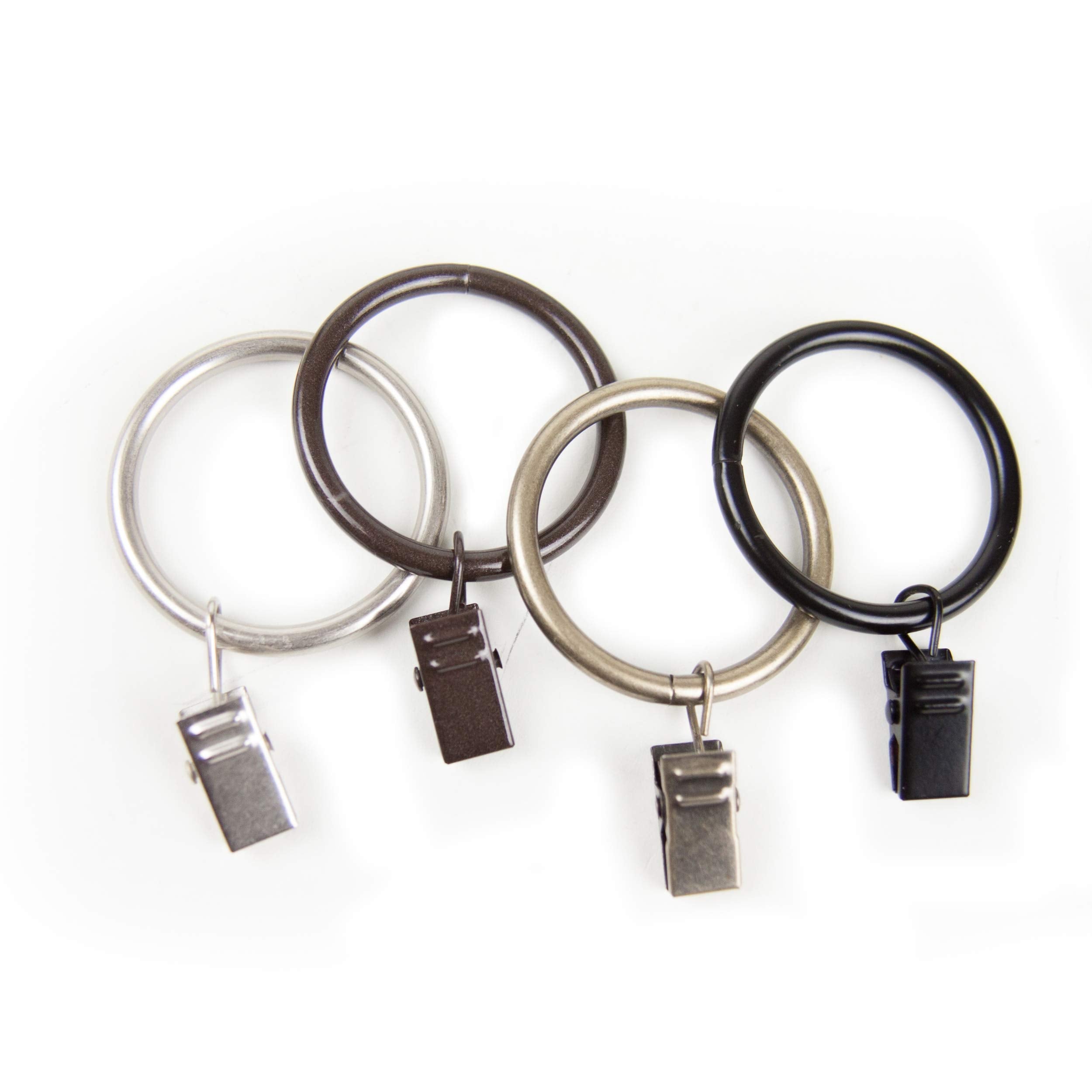 Rod Desyne 10 Count Curtain Rings with Clip, 1-3/8-Inch, Antique Brass