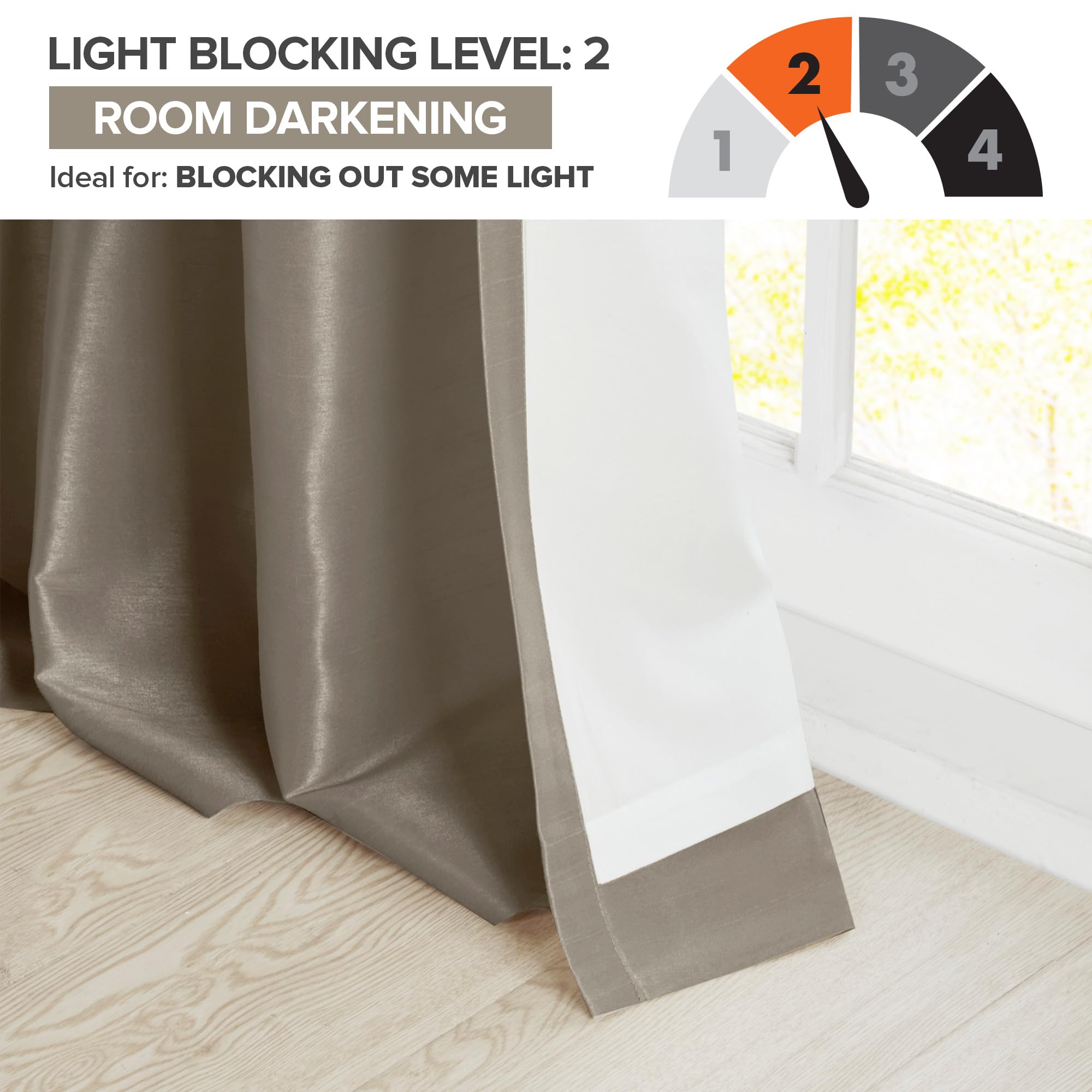 Madison Park Emilia Faux Silk Single Curtain with Privacy Lining, DIY Twist Tab Top, Room Darkening Window Drape for Living Room, Bedroom and Dorm, 95"L x 50"W, Pewter Brown