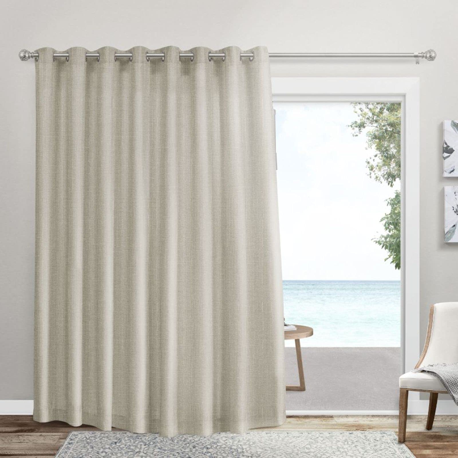 Exclusive Home Loha Patio Grommet Top Single Curtain Panel, 108"x96", Natural