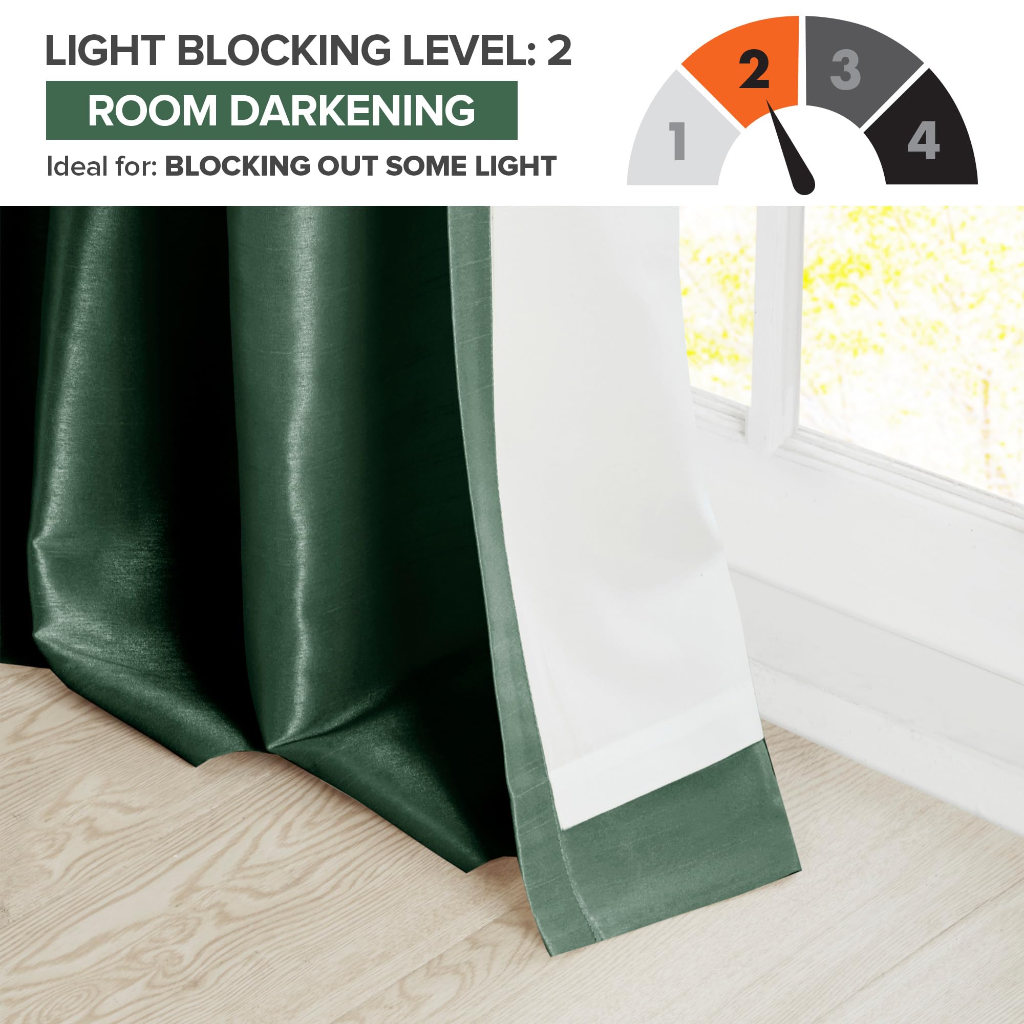 Madison Park Emilia Faux Silk Single Curtain with Privacy Lining, DIY Twist Tab Top, Window Drape for Living Room, Bedroom and Dorm, 95" L x 50" W, Green