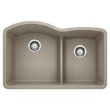 BLANCO, Truffle 441596 DIAMOND SILGRANIT 60/40 Double Bowl with Low Divide Undermount Kitchen Sink, 32" X 21"
