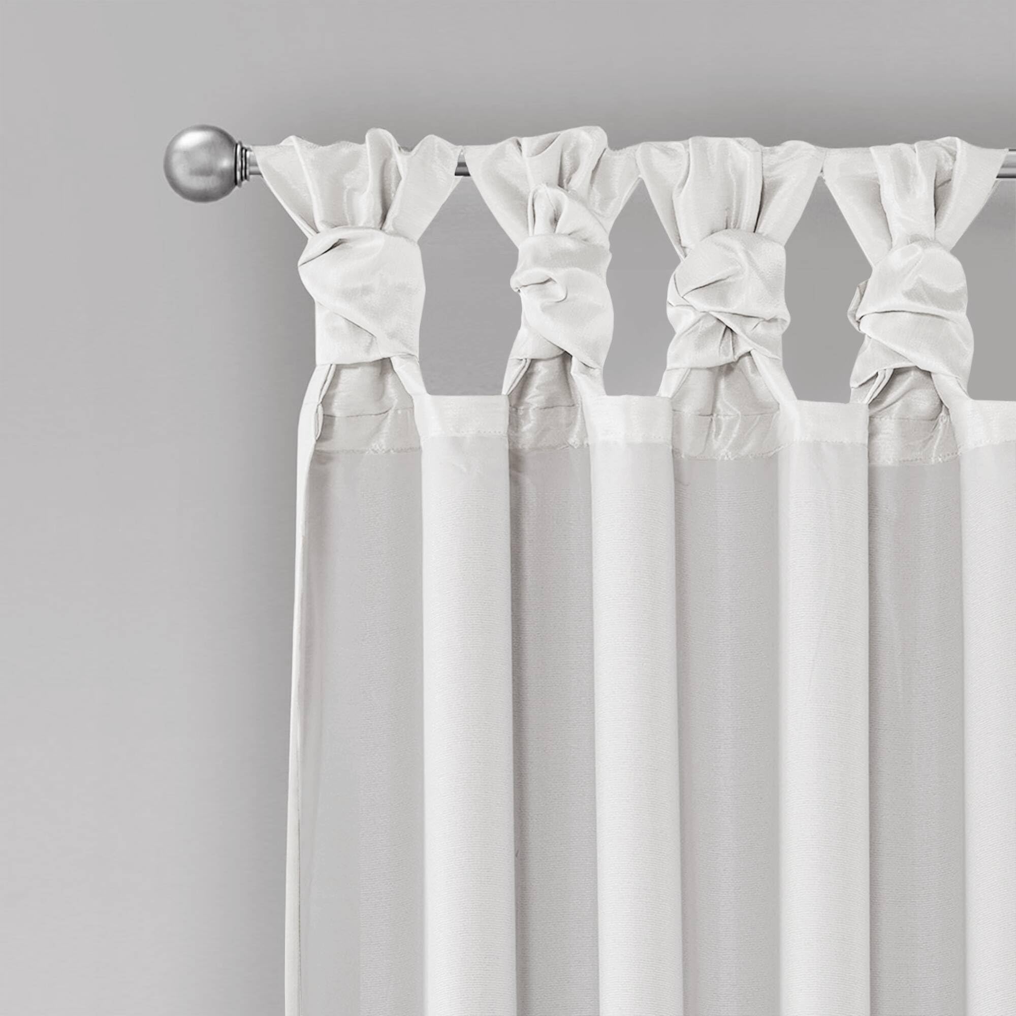 Madison Park Emilia Faux Silk Total Blackout Single Curtain with Privacy Lining, DIY Twist Tab Top, Window Drape for Living Room, Bedroom and Dorm, 95"L x 50"W, White