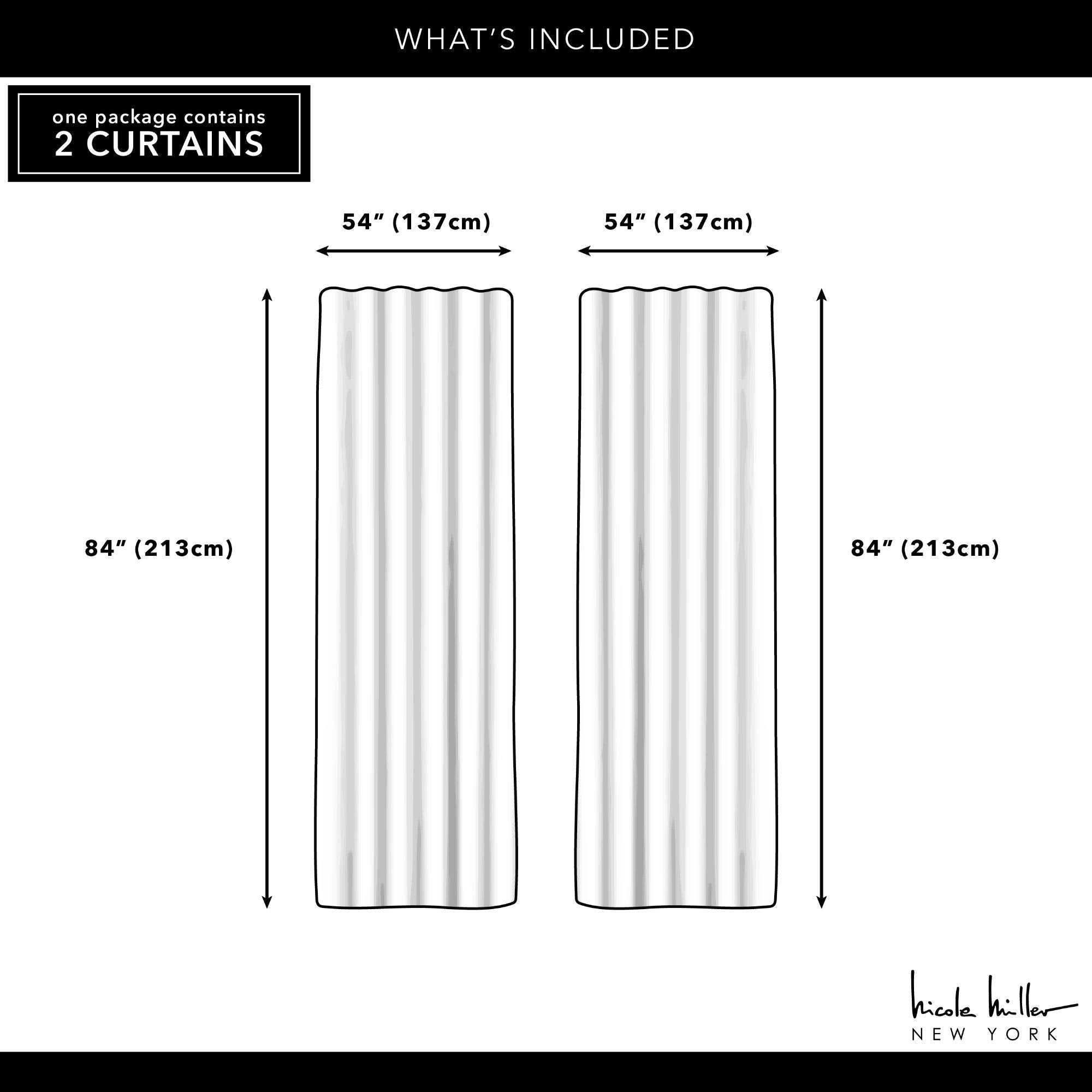 Nicole Miller New York Dunbar Light Filtering Rod Pocket Curtain Panels, 50"x96", Burnt Sienna, Set of 2