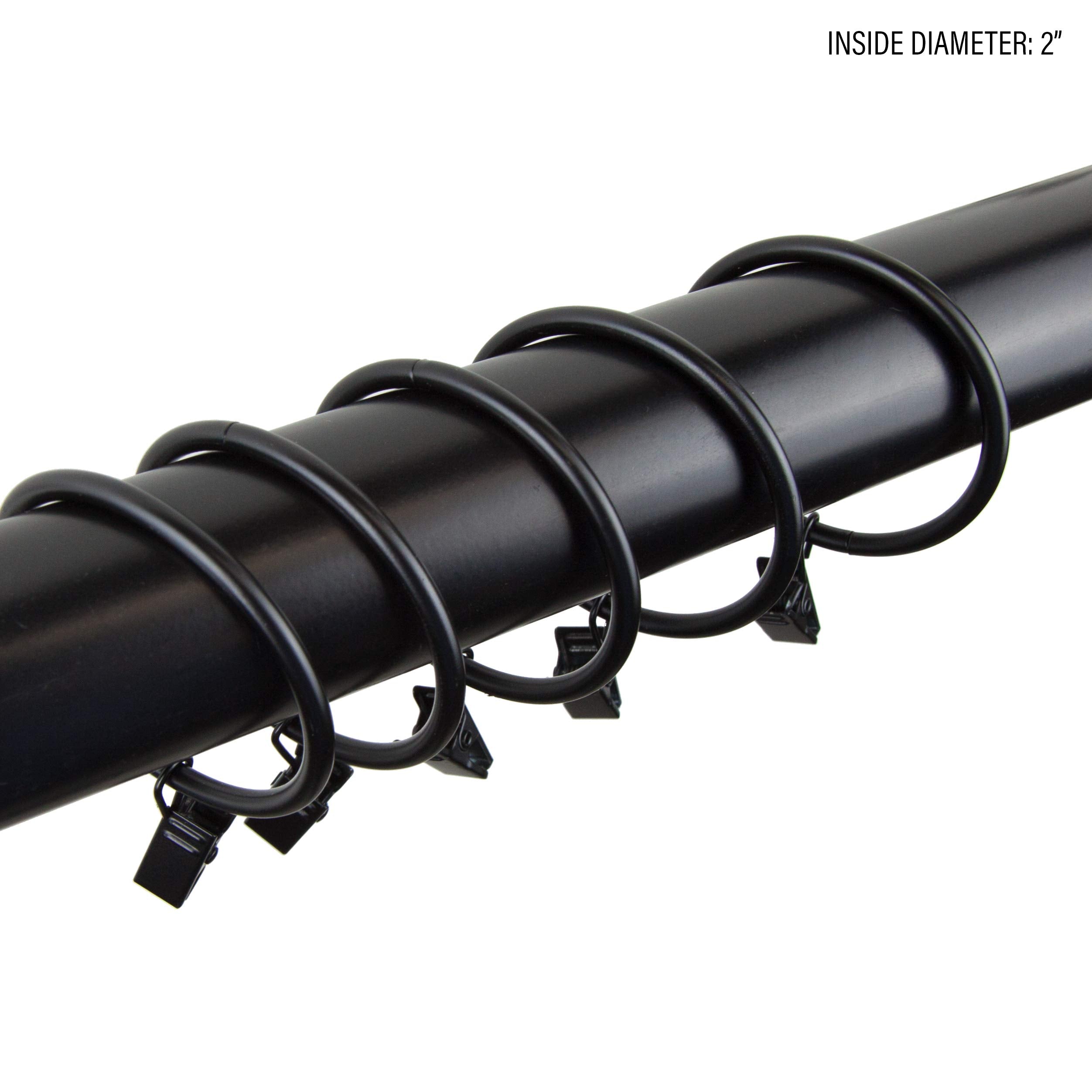 Rod Desyne 2 inch Curtain Rings w/Clip - Black