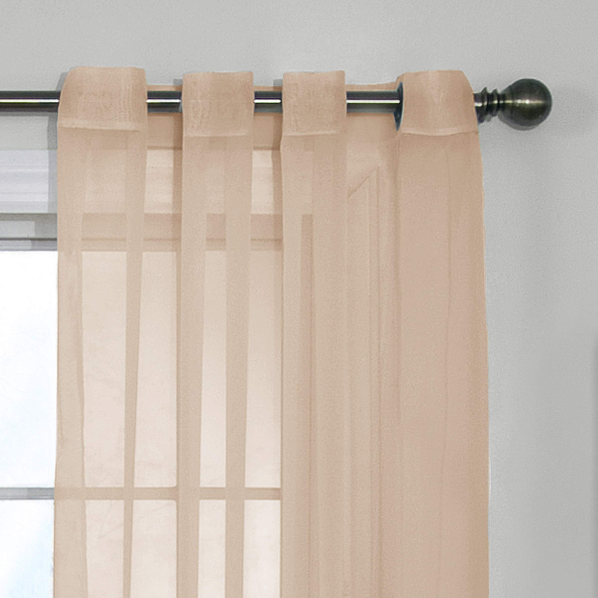 CurtainFresh Odor Neutralizing Sheer Voile Grommet Window Curtain for Bedroom or Living Room (1 Panel), 59 in x 84 in, Latte